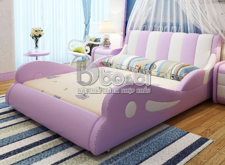Giường ngủ cho bé bọc da màu tím khoai môn BB BABY21-1